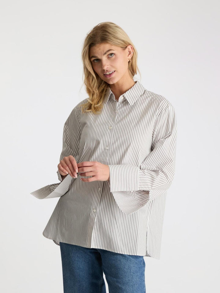 Neo Noir - Dita Stripe Shirt - Brown Skjorter 