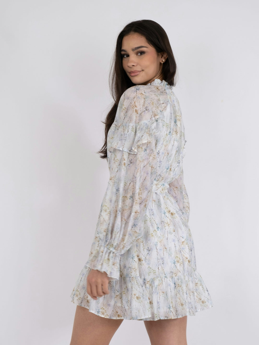 Neo Noir - Elara Whispering Blooms  Dress - Light Blue