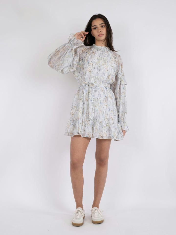 Neo Noir - Elara Whispering Blooms  Dress - Light Blue