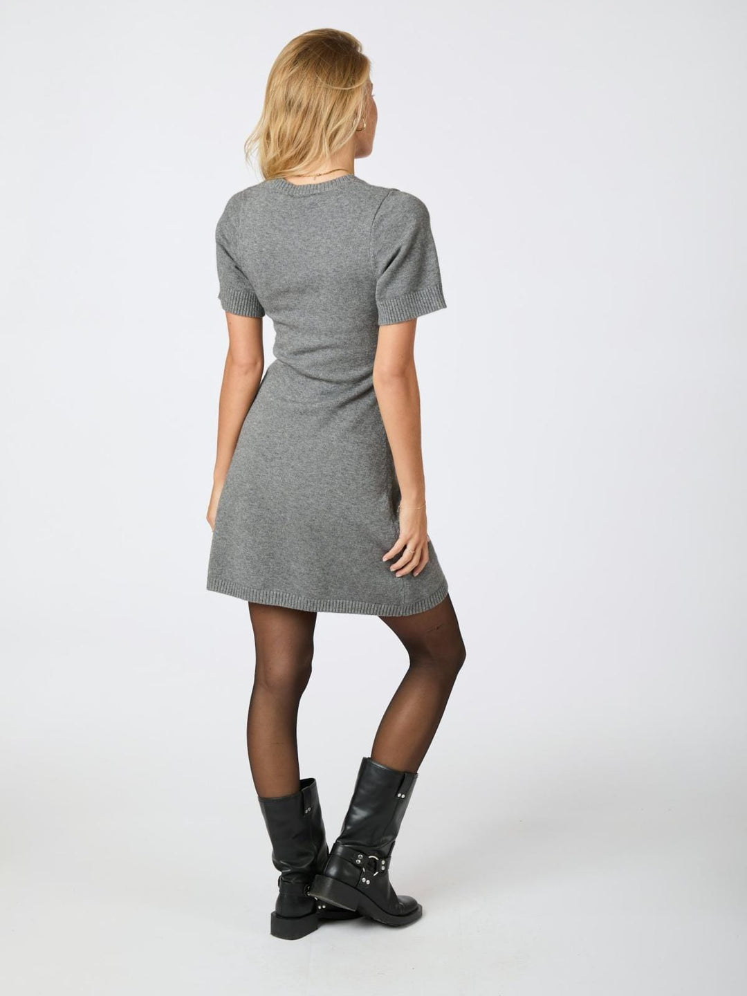 Neo Noir - Elise Knit Dress - Dark Grey Melange Kjoler 