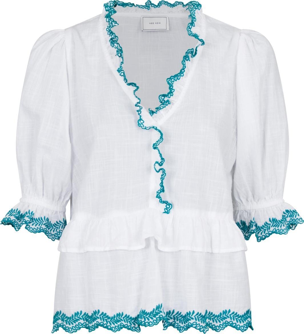 Neo Noir - Emmi Embroidery Blouse - White/Green