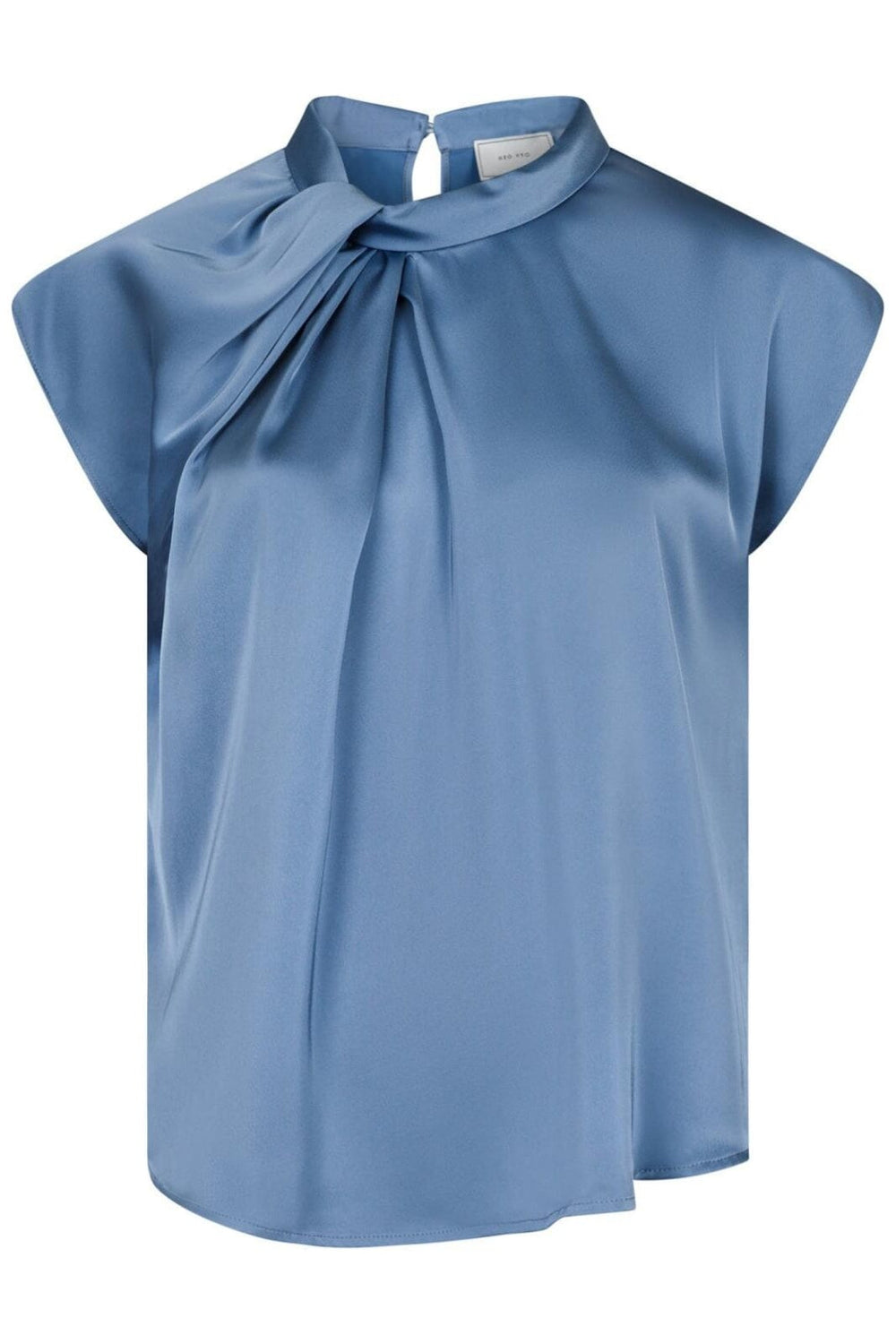 Neo Noir - Fleur Drapy Satin Blouse - Dusty Blue T-shirts 