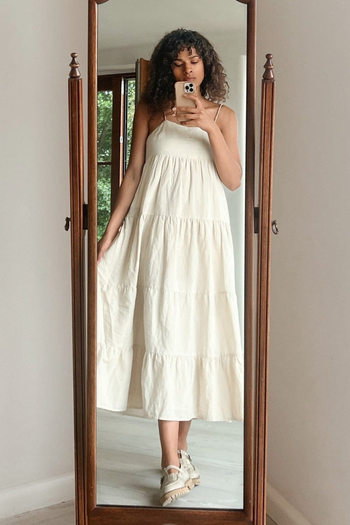 Neo Noir - Haily Linen Dress - White Kjoler 