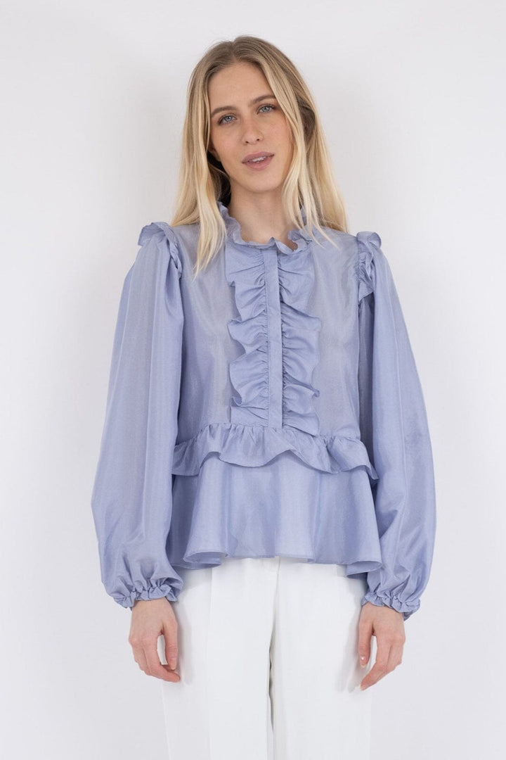 Neo Noir - Hawaii Solid Blouse - Light Blue Bluser 