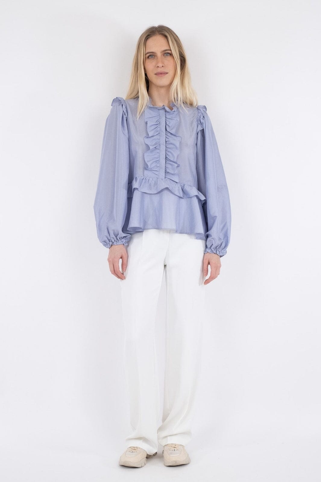 Neo Noir - Hawaii Solid Blouse - Light Blue Bluser 