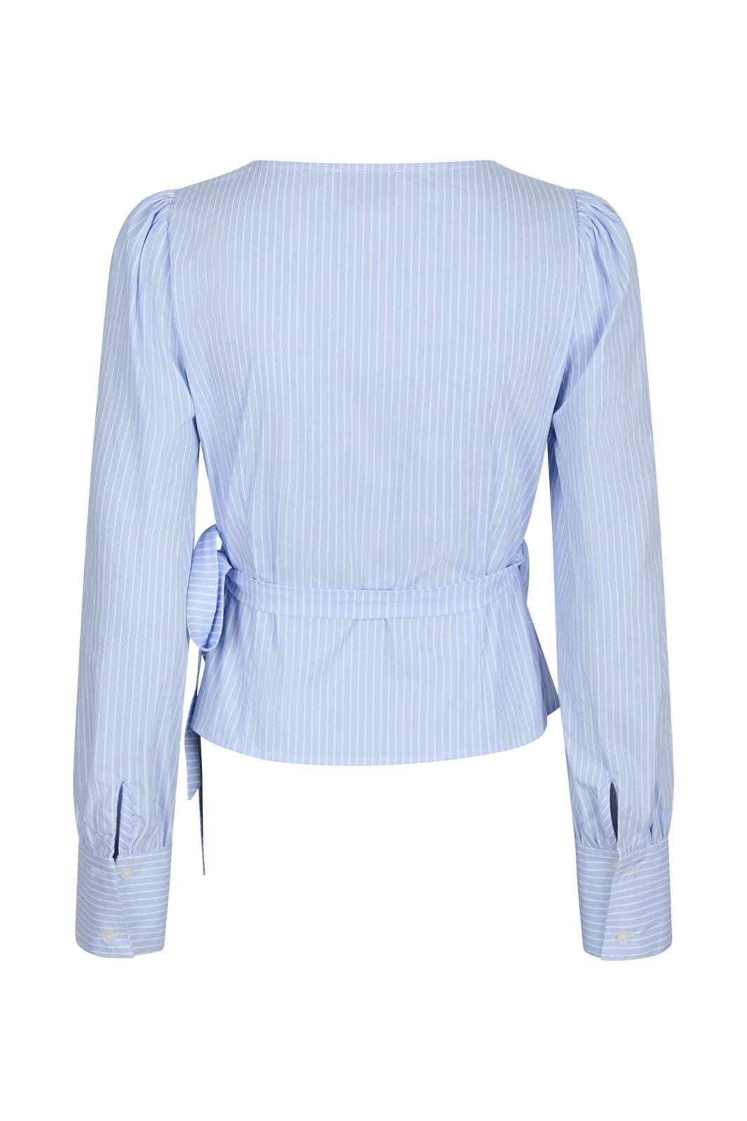 Neo Noir - Isabel Stripe Wrap Blouse 163129 - Light Blue