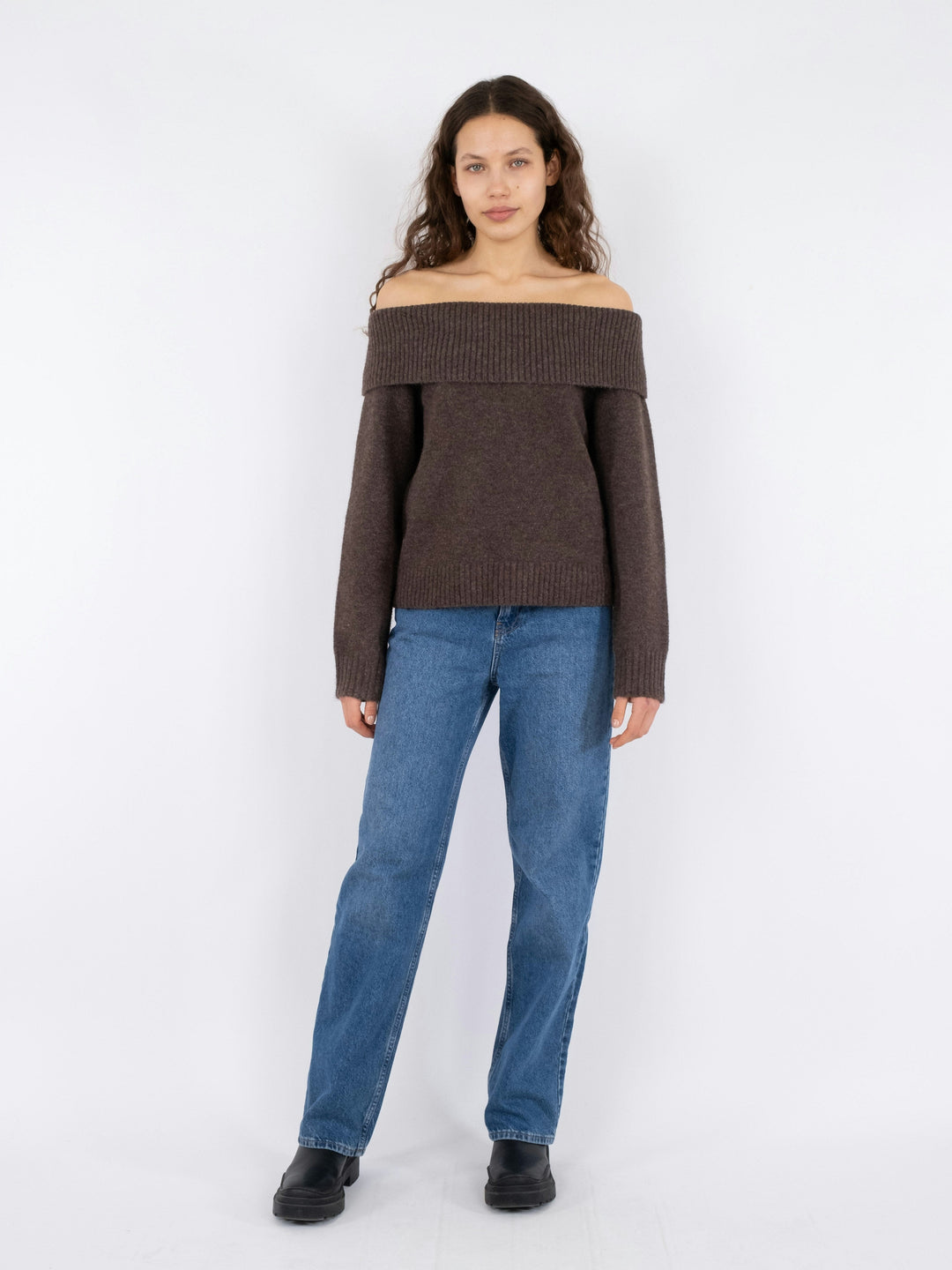 Neo Noir - Jane Knit Blouse - Brown Melange