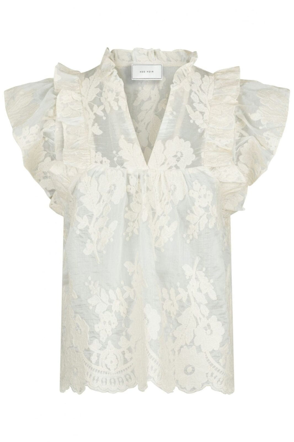 Neo Noir - Jayla Big Embroidery Top - Off White Toppe 