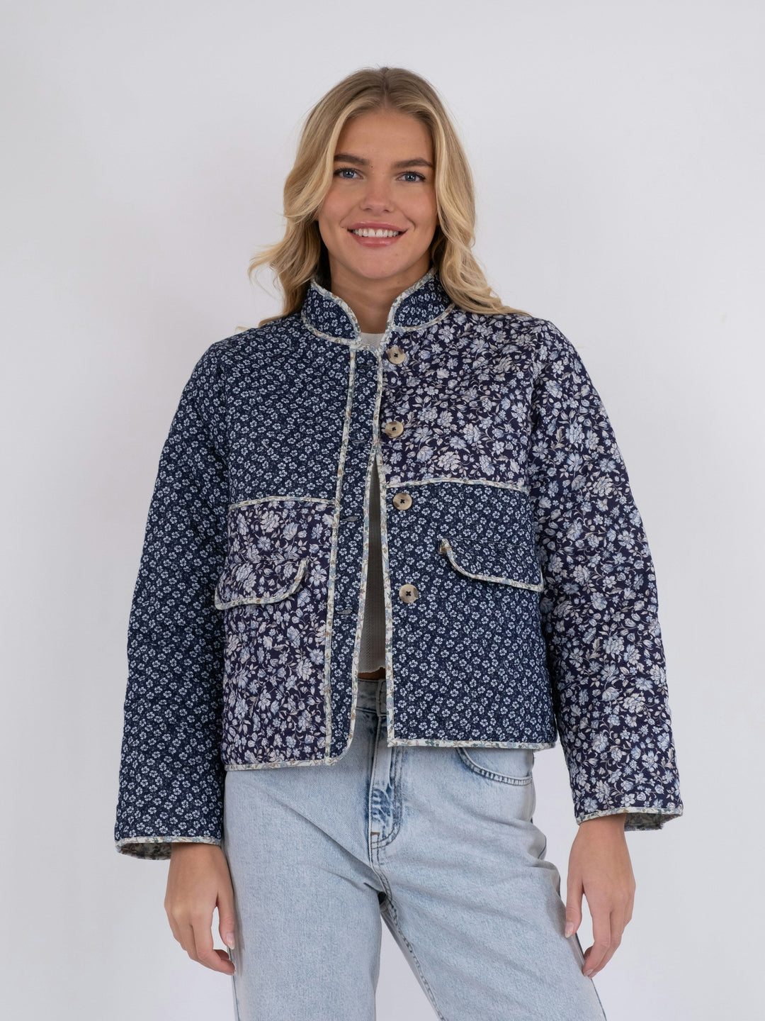 Neo Noir - Kamil Quilt Combination Jacket - Blue