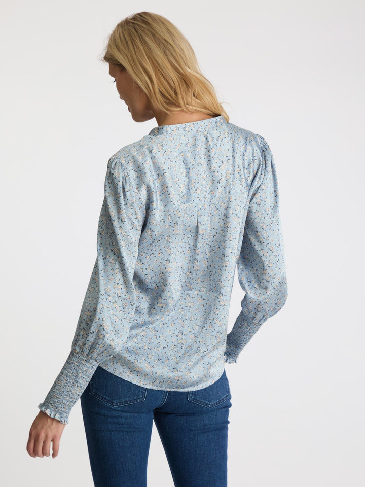 Neo Noir - Landa Mini Print Blouse - Dusty Blue Skjorter 