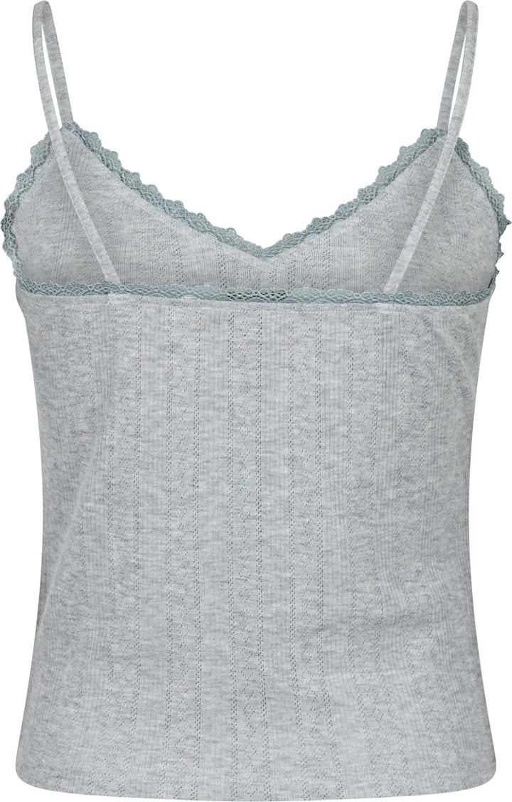 Neo Noir - Lindsay Pointelle Top - Light Grey