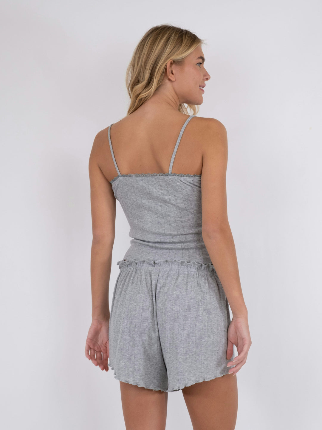 Neo Noir - Lindsay Pointelle Top - Light Grey