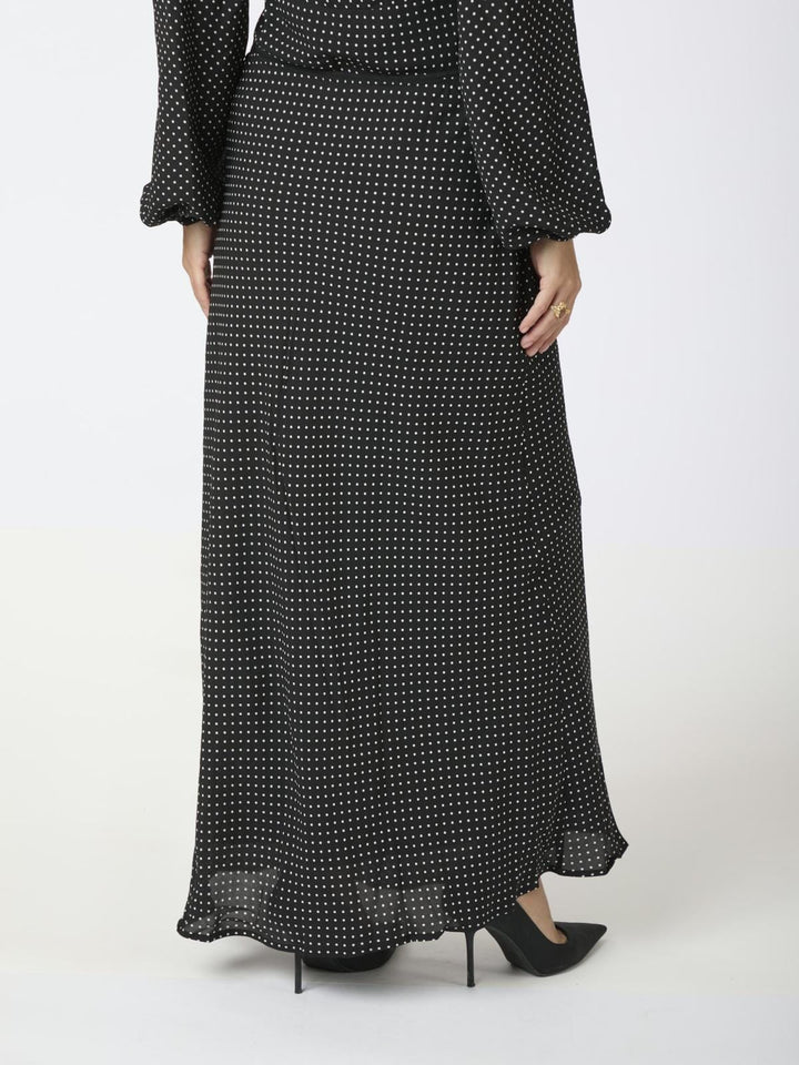 Neo Noir - Lola Dot Long Skirt - Black Nederdele 