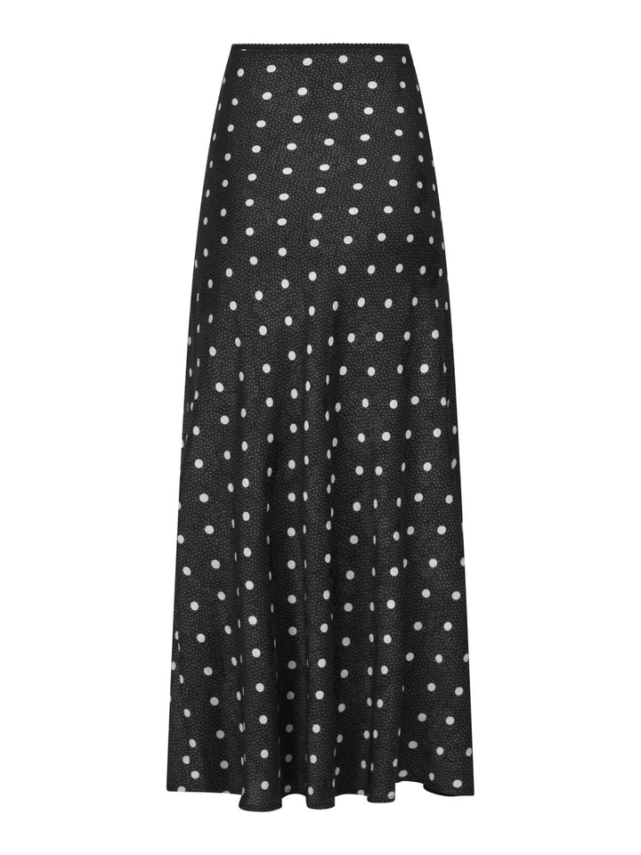 Neo Noir - Lola Retro Dot Long Skirt - Black Nederdele 