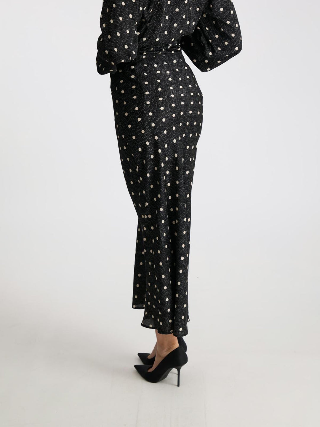 Neo Noir - Lola Retro Dot Long Skirt - Black Nederdele 