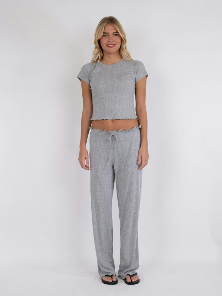 Neo Noir - Lonnie Pointelle Top - Light Grey