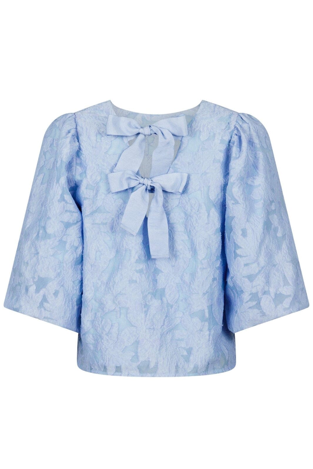 Neo Noir - Lorraine Brocade Blouse - Sky Blue Bluser 