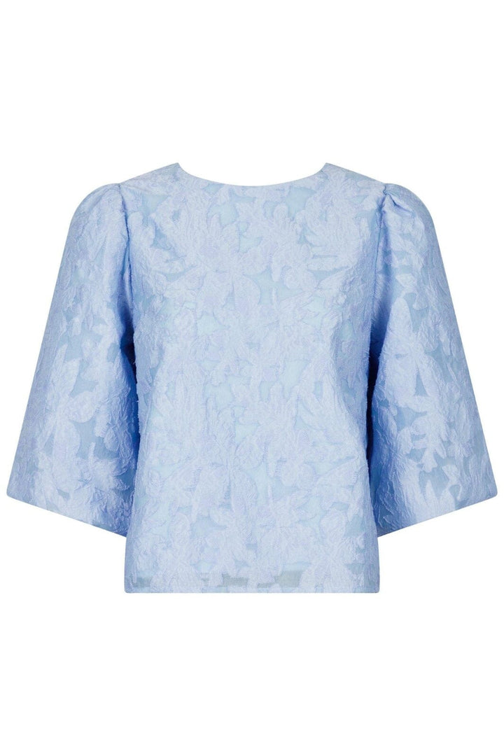 Neo Noir - Lorraine Brocade Blouse - Sky Blue Bluser 