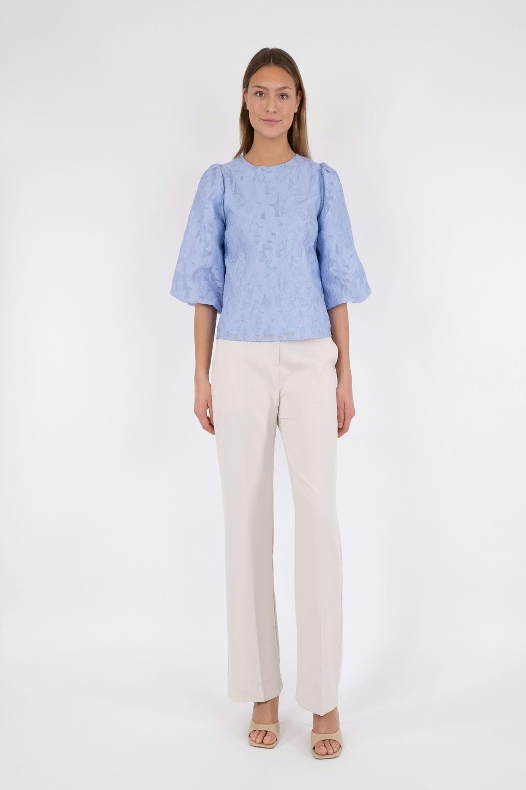 Neo Noir - Lorraine Brocade Blouse - Sky Blue