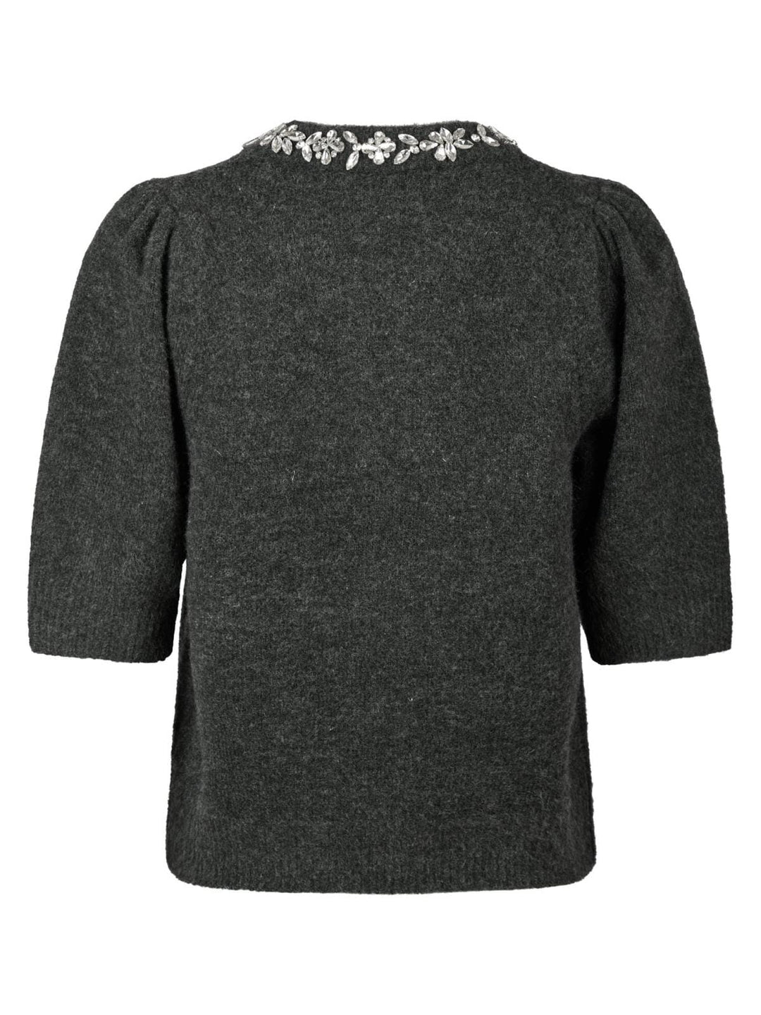 Neo Noir - Maia Stone Knit Blouse - Antracit Melange Strikbluser 