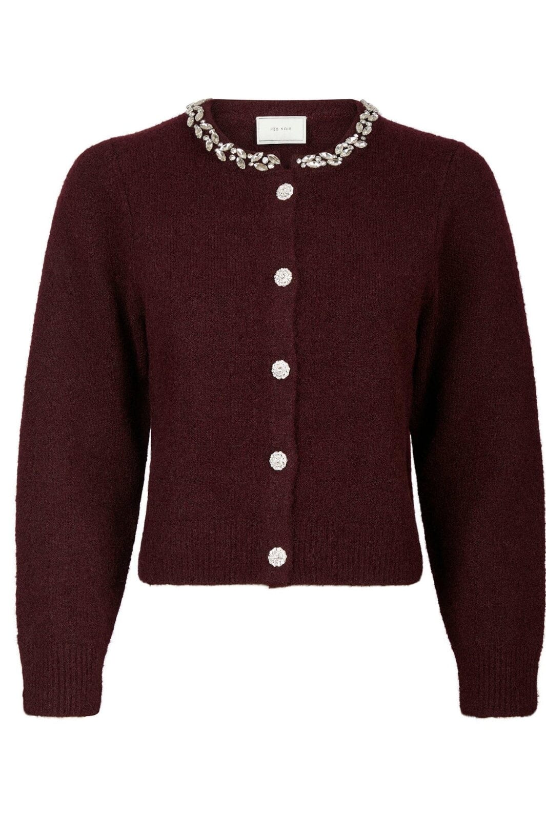 Neo Noir - Marie Stone Knit Cardigan 163850 - Wine Cardigans 