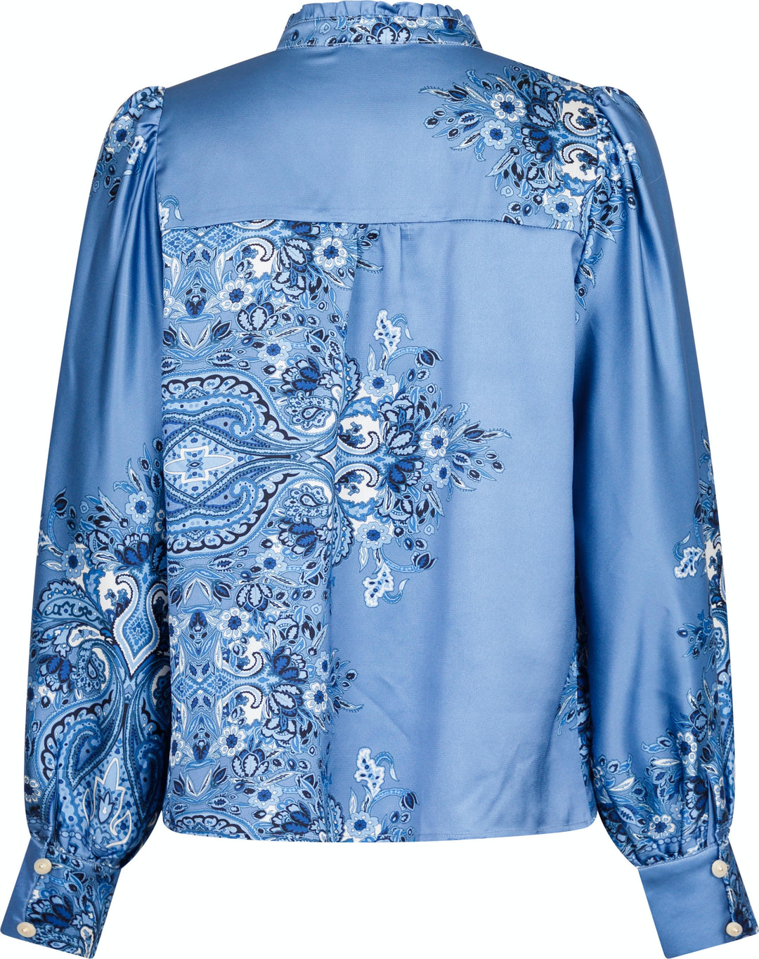 Neo Noir - Massima Paisley Border Blouse - Dusty Blue