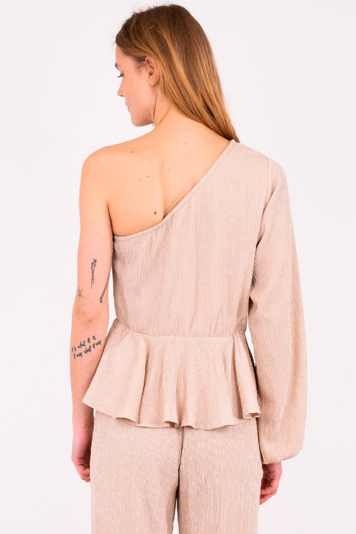 Neo Noir - McCartney Plisse Blouse - Sand Bluser 