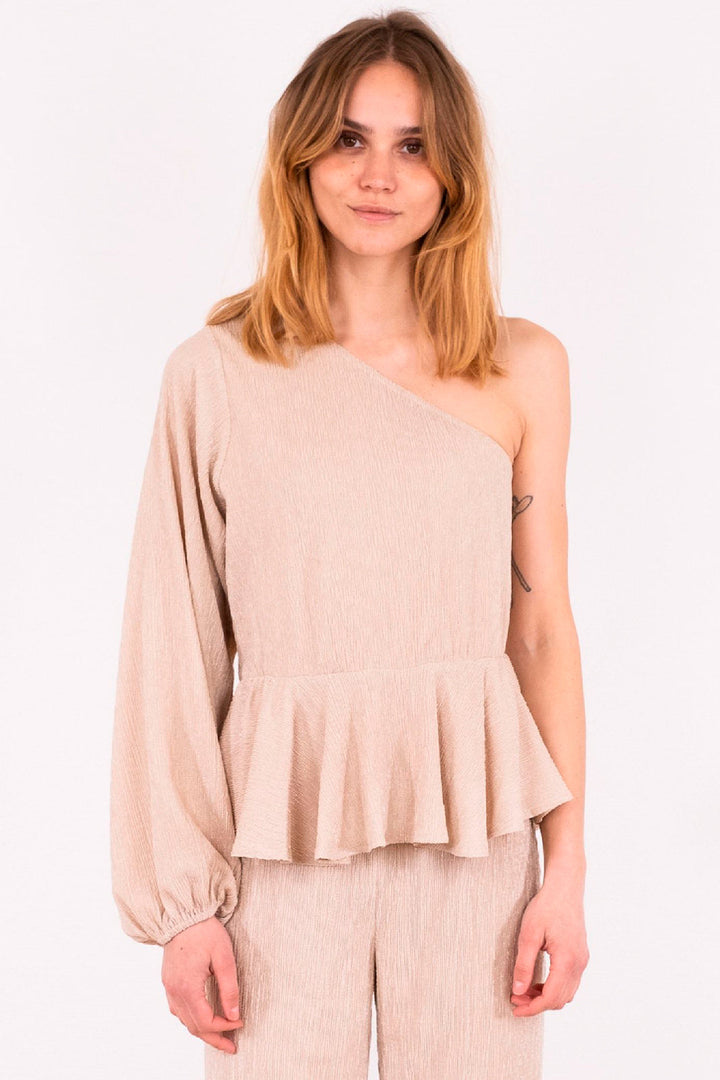 Neo Noir - McCartney Plisse Blouse - Sand Bluser 