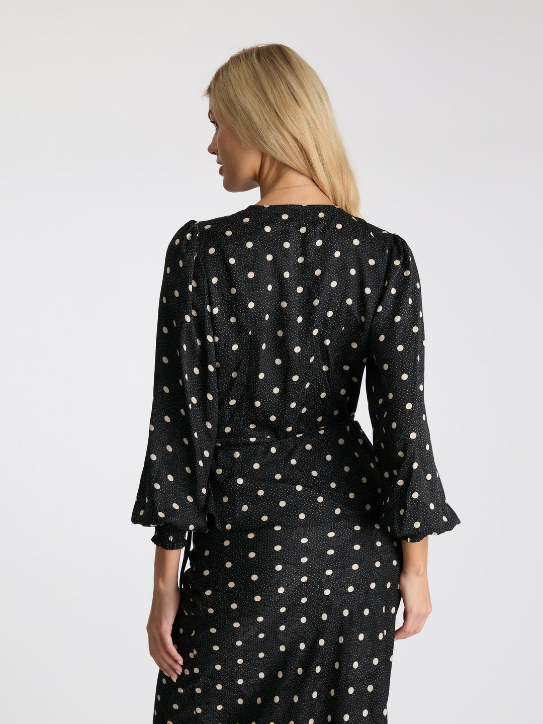 Neo Noir - Merry Retro Dot Blouse - Black Bluser 