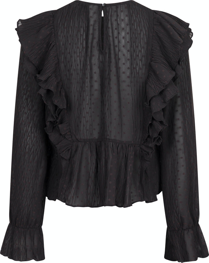 Neo Noir - Mimma Plisse Blouse - Black