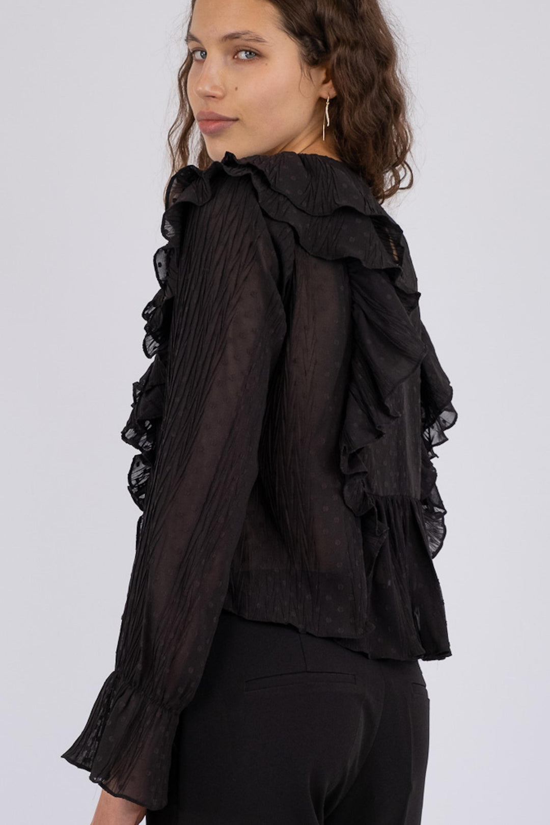 Neo Noir - Mimma Plisse Blouse - Black