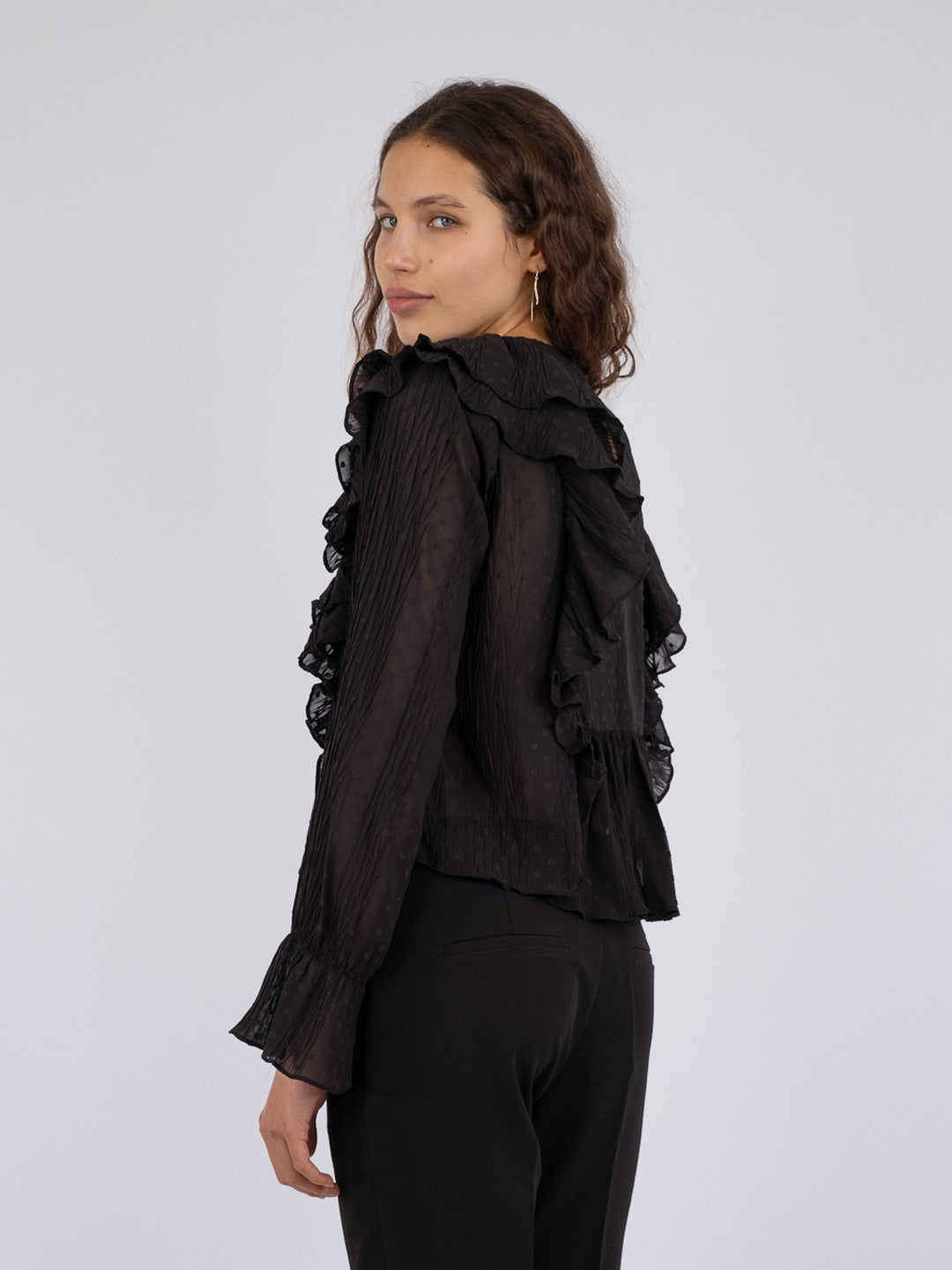 Neo Noir - Mimma Plisse Blouse - Black