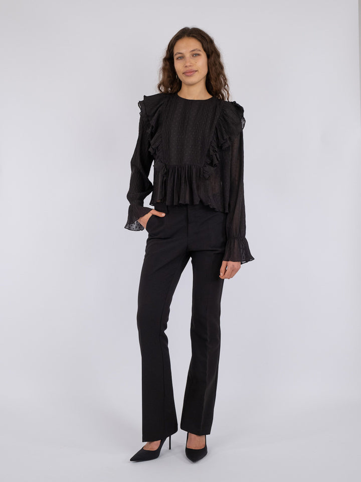 Neo Noir - Mimma Plisse Blouse - Black