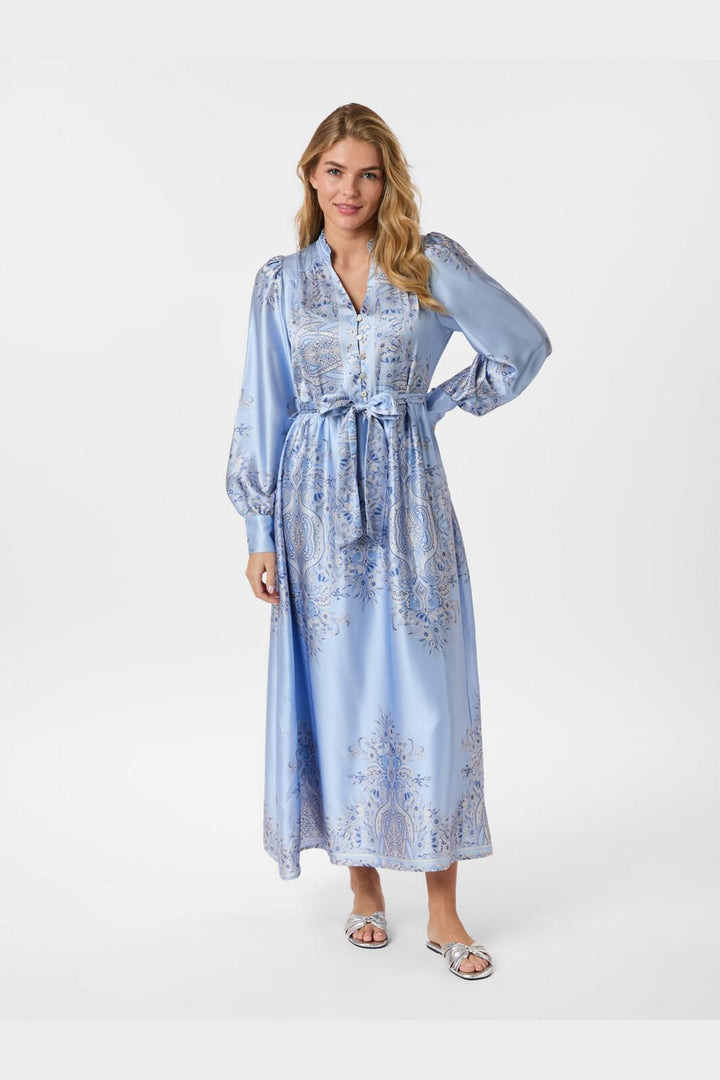 Neo Noir - Nova Paisley Border Dress 160958 - 145 - Light Blue