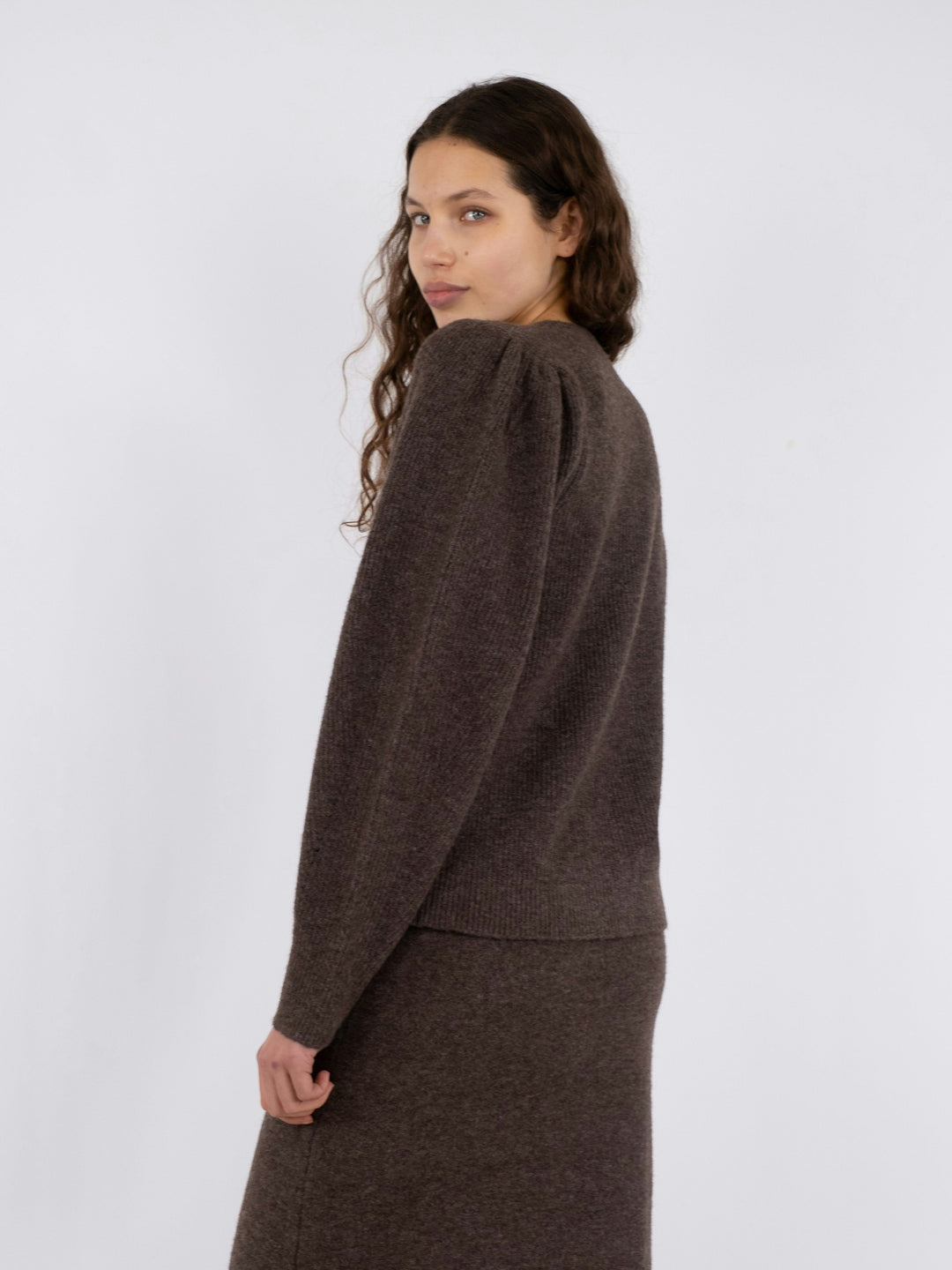 Neo Noir - Nuna Knit Cardigan - Brown Melange