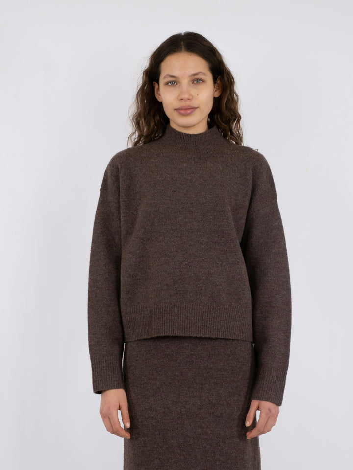 Neo Noir - Paulina Knit Blouse - Brown Melange