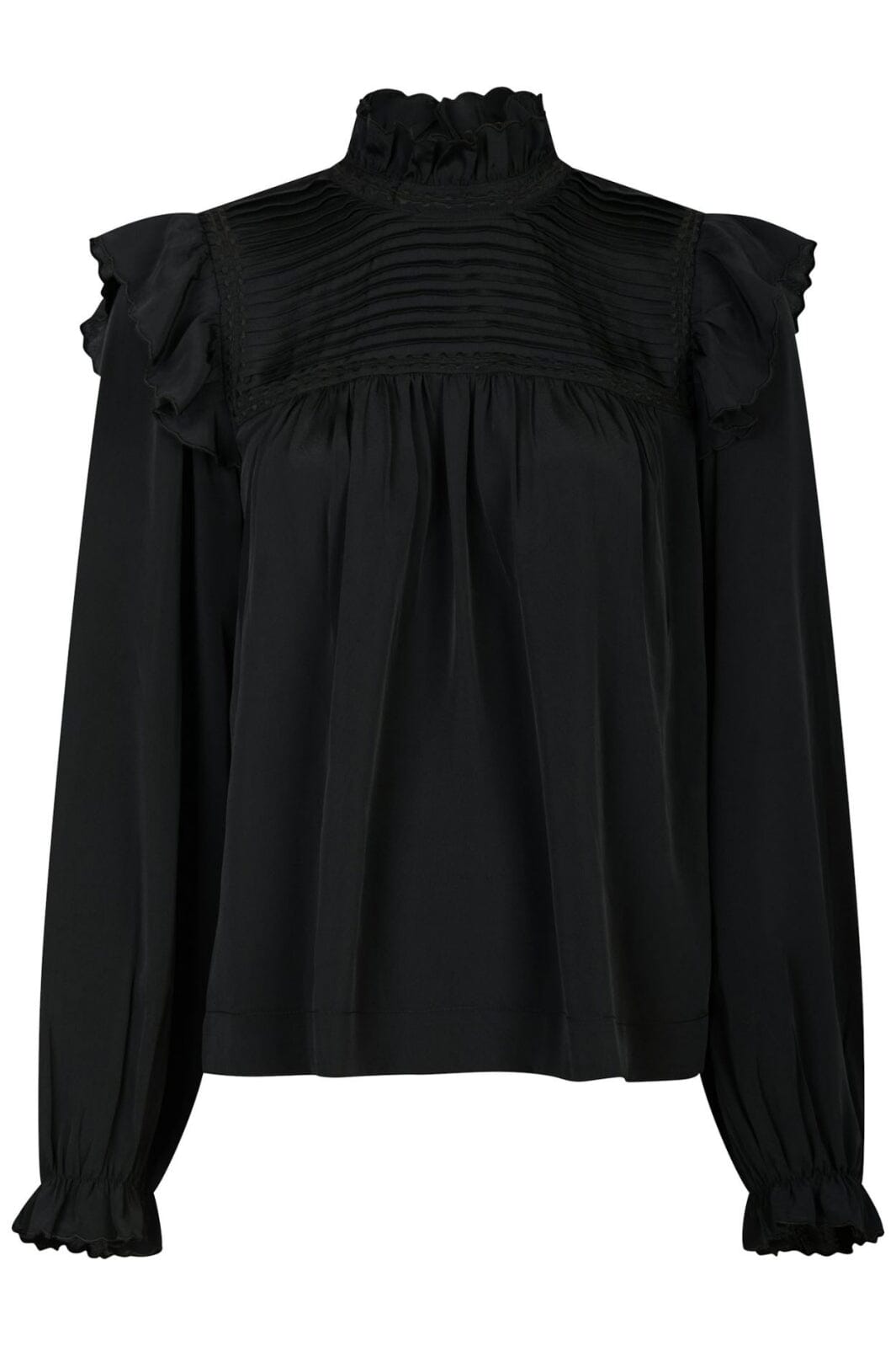 Neo Noir - Percy Soft Satin Blouse 163893 - Black Bluser 