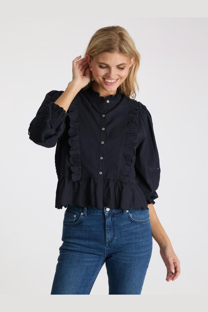 Neo Noir - Petrine Embroidery Blouse - Navy