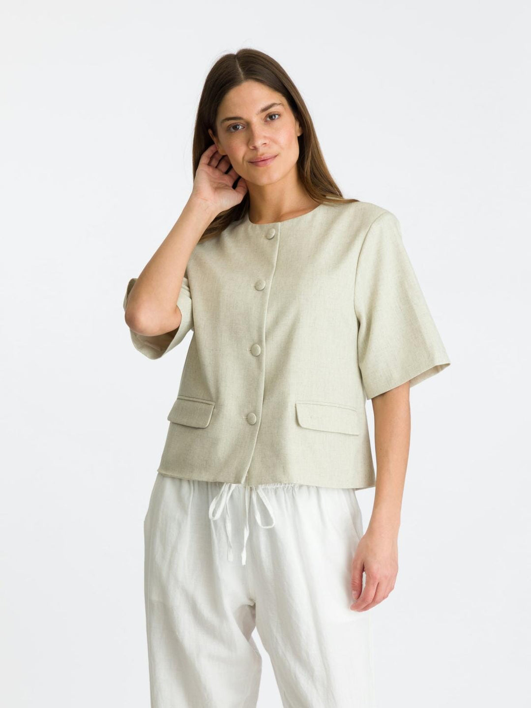 Neo Noir - Rory Blazer Top - Sand Melange Blazere 