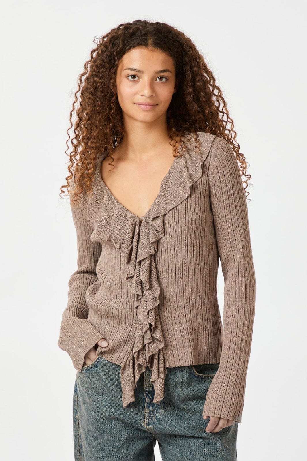 Neo Noir - Sahni Knit Blouse 162831 - Taupe Bluser 