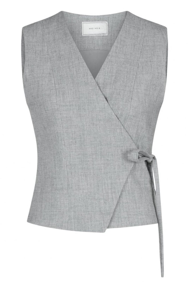 Neo Noir - Samara Wrap Waistcoat - Grey Melange Veste 