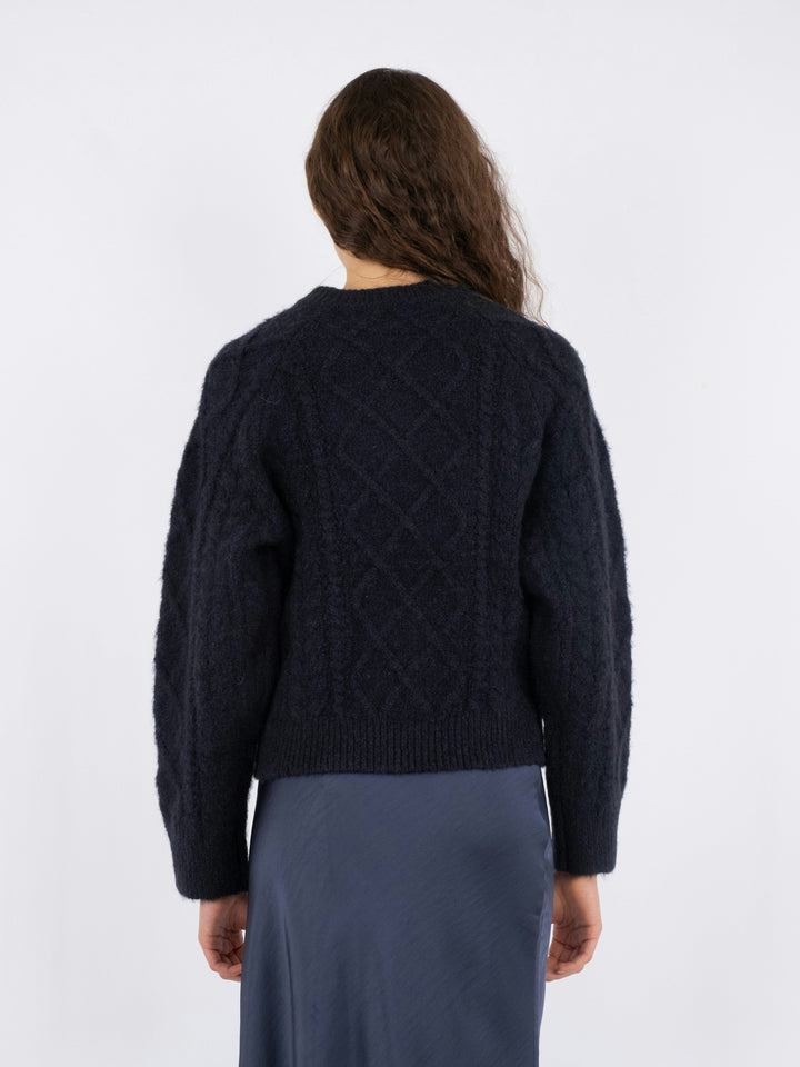 Neo Noir - Selda Cable Soft Knit Cardigan - Black