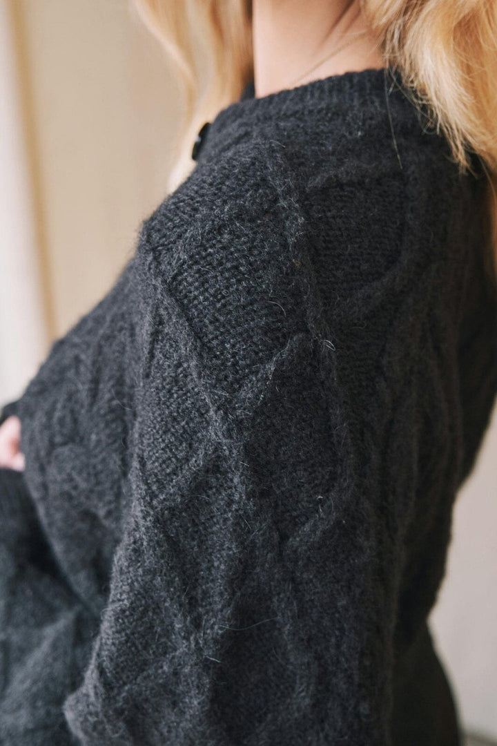 Neo Noir - Selda Cable Soft Knit Cardigan - Black Cardigans 