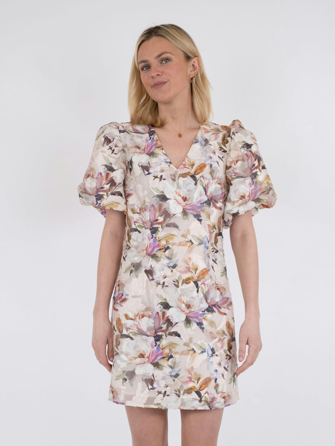 Neo Noir - Sika Brocade Print Dress - Creme