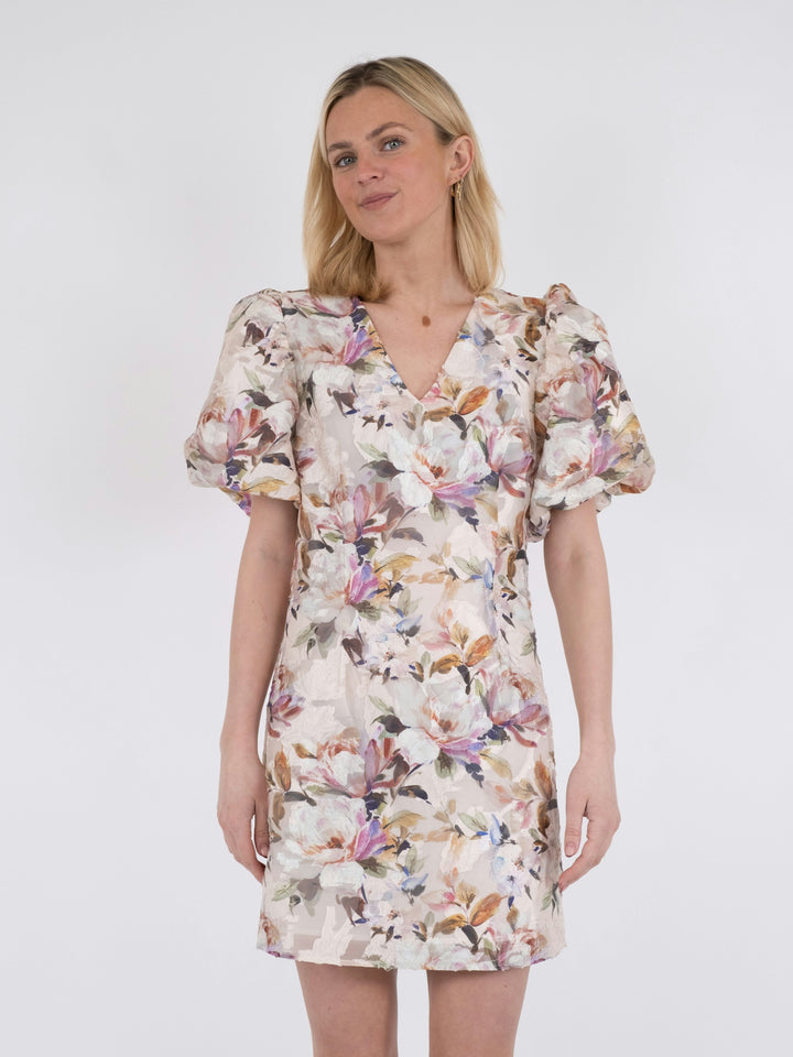 Neo Noir - Sika Brocade Print Dress - Creme