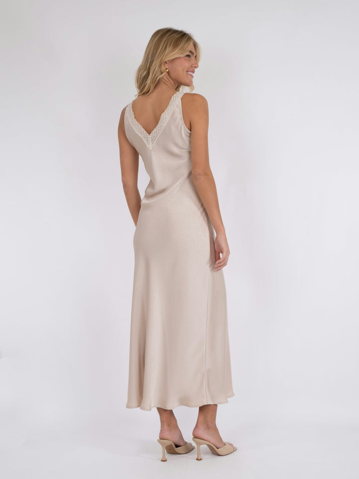 Neo Noir - Vanilla Heavy Sateen Dress - Champagne