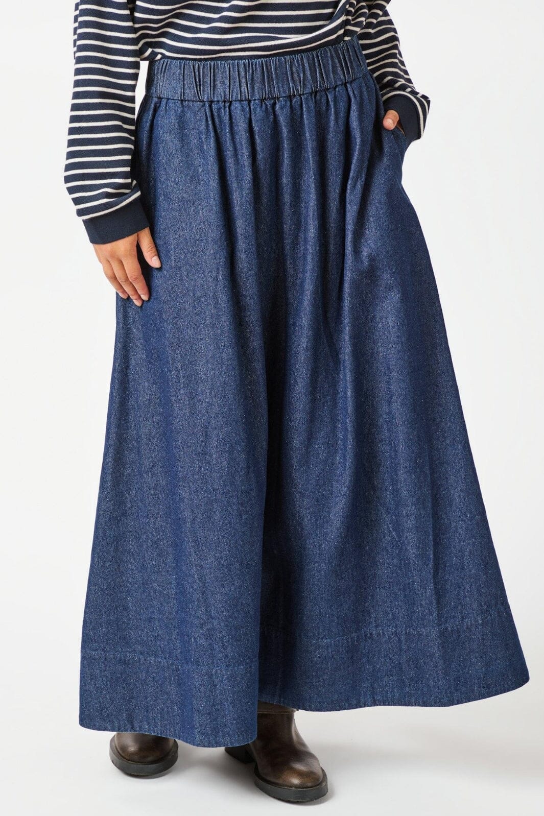 Neo Noir - Yara Denim Long Skirt - Dark Blue Nederdele 