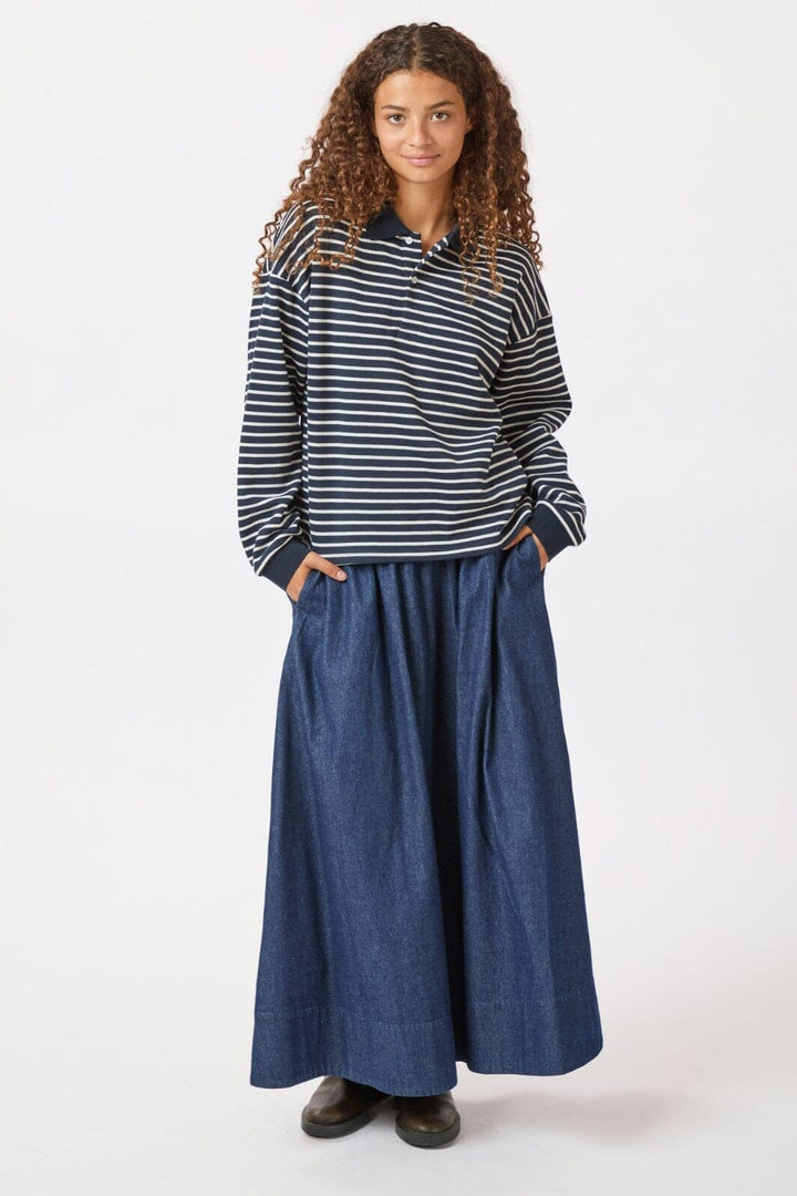 Neo Noir - Yara Denim Long Skirt - Dark Blue Nederdele 