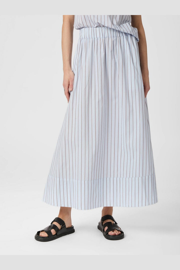 Neo Noir - Yara Stripe Long Skirt 165286 - 145 - Light Blue