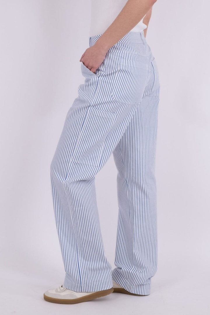 Neo Noir - Zuzan Big Stripe Pants - Light Blue Bukser 